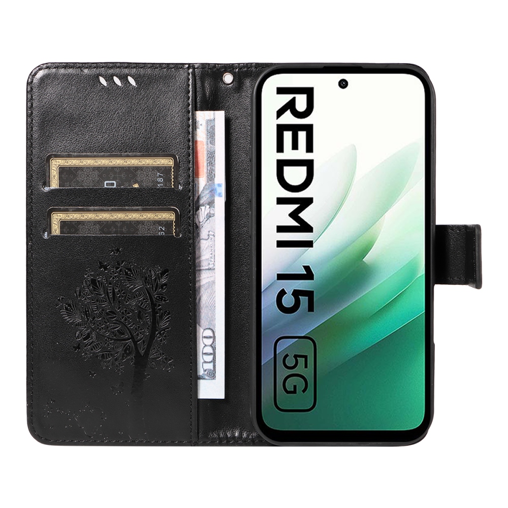 Fák könyve tok Xiaomi Redmi 15 4G (171mm) - fekete