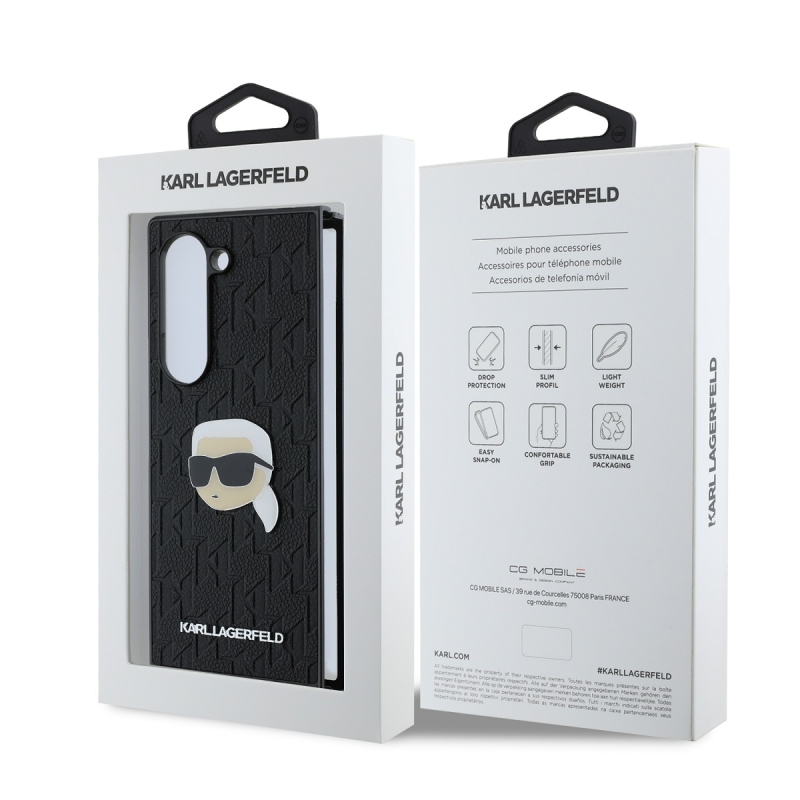 Karl Lagerfeld PU Saffiano Monogram Karl Head hátlap Samsung Galaxy Z Fold 6 Fekete fekete