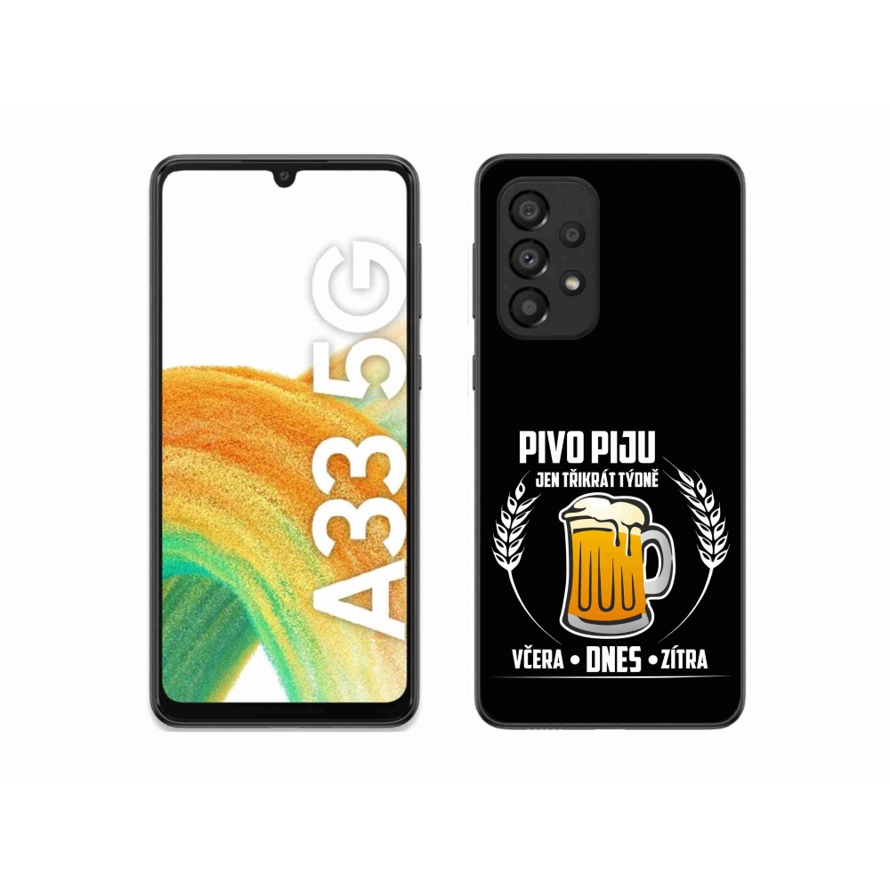 Gél borítás mmCase Samsung Galaxy A33 5G - sör motívum fekete háttérrel