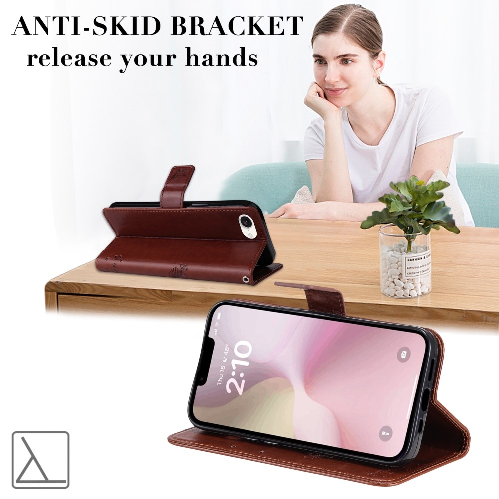 Fák könyvtáska iPhone 16e készülékhez - barna