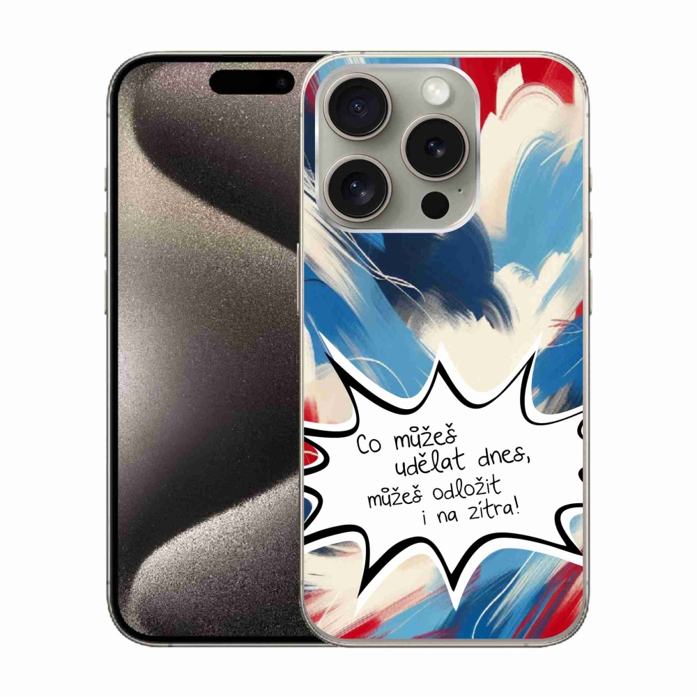Gél borítás mmCase iPhone 15 Pro készülékhez - vicces szöveg 9 fehér háttér