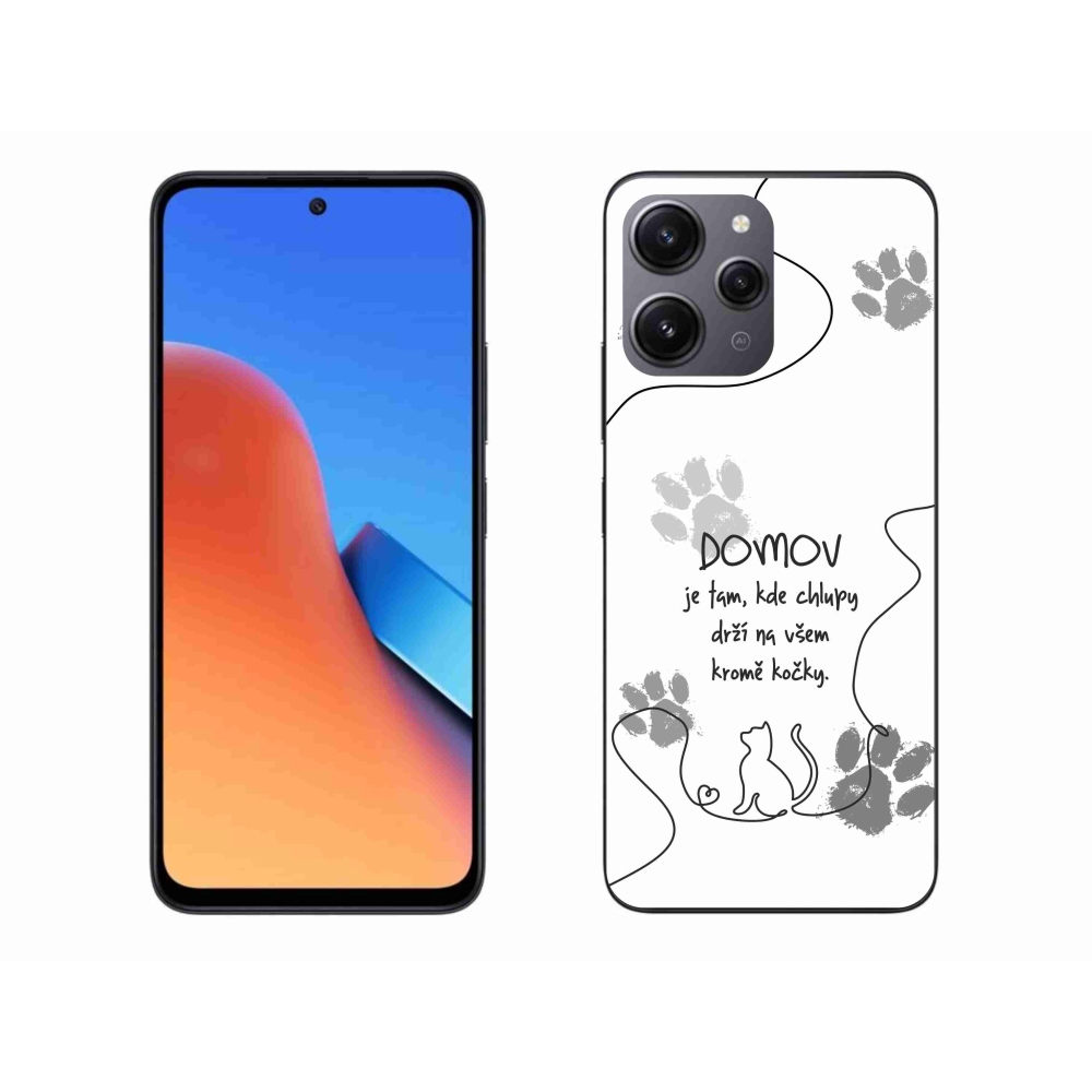 Gél borítás mmCase a Xiaomi Redmi 12-hez - macska motívum fehér háttérrel