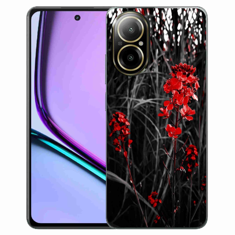 Zselés borító mmCase a Realme C67 készülékhez - piros növény