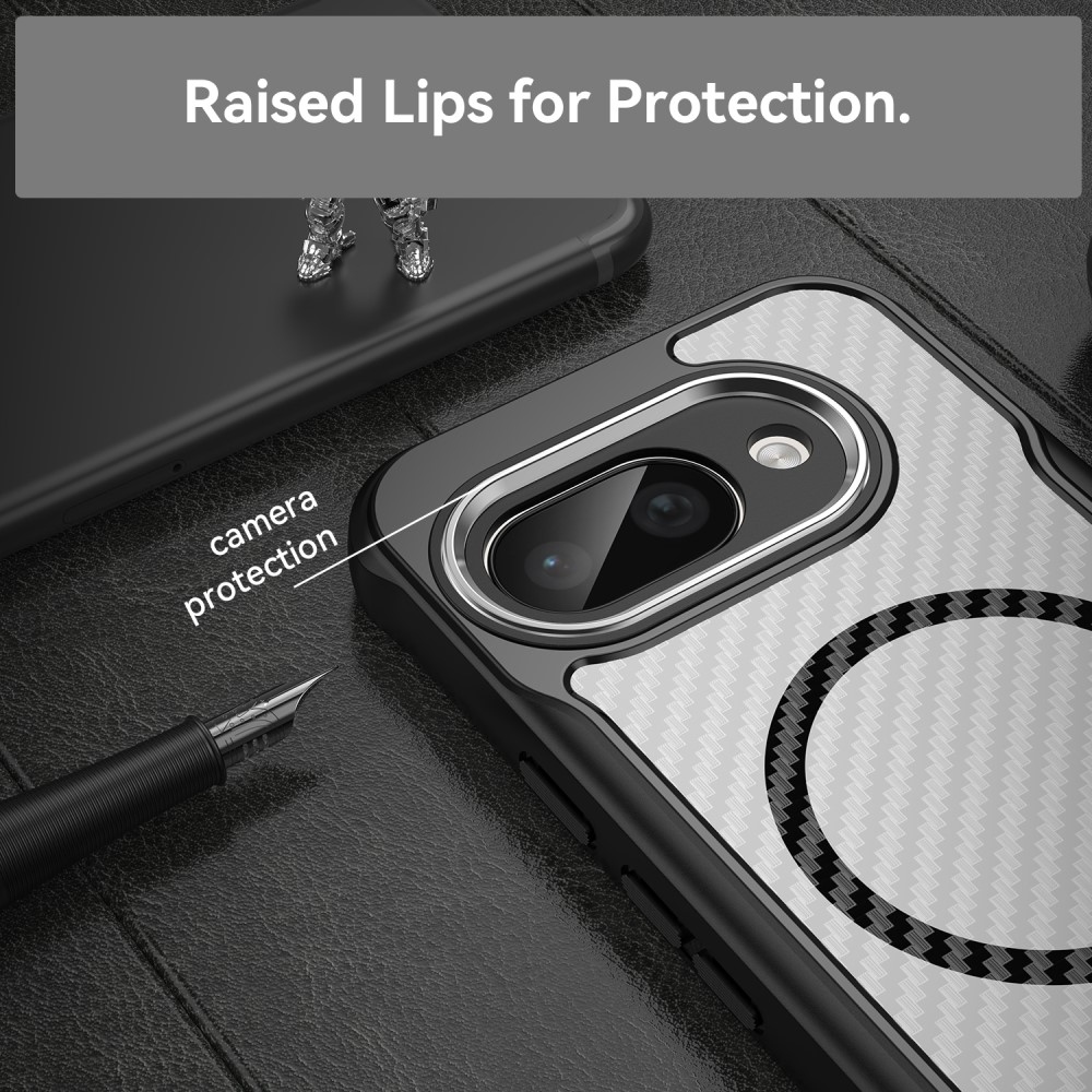 Tartós, textúrált borítás MagSafe támogatással a Google Pixel 9a készülékre - fekete