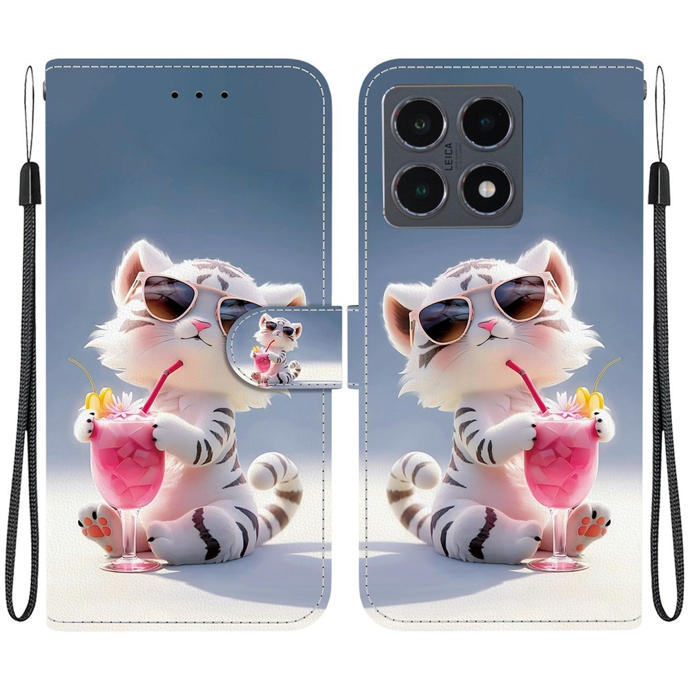 Sokoldalú könyvtáska Xiaomi 15T-hez - fehér tigris