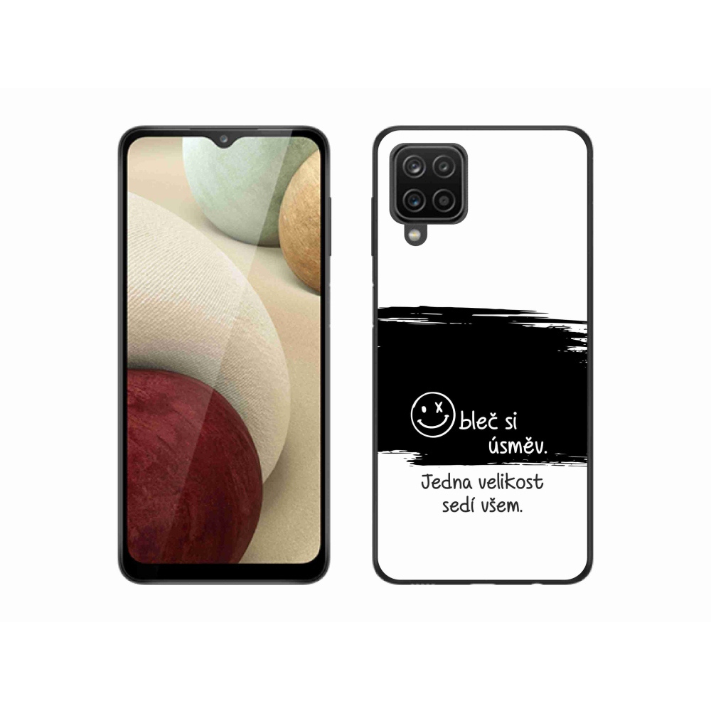 Gél borító mmCase Samsung Galaxy M12 készülékhez - vicces szöveg 8 fekete-fehér háttérrel