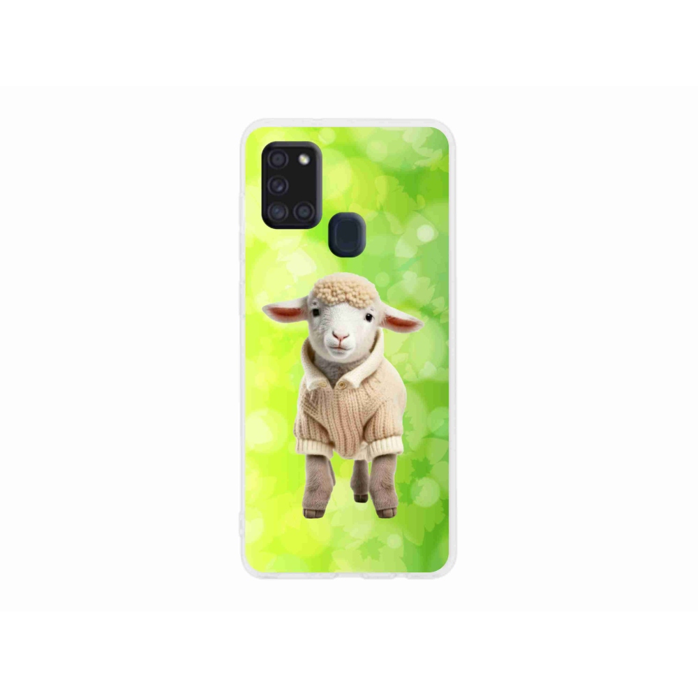 Gél borítás mmCase Samsung Galaxy A21s készülékhez - bárány pulóverben