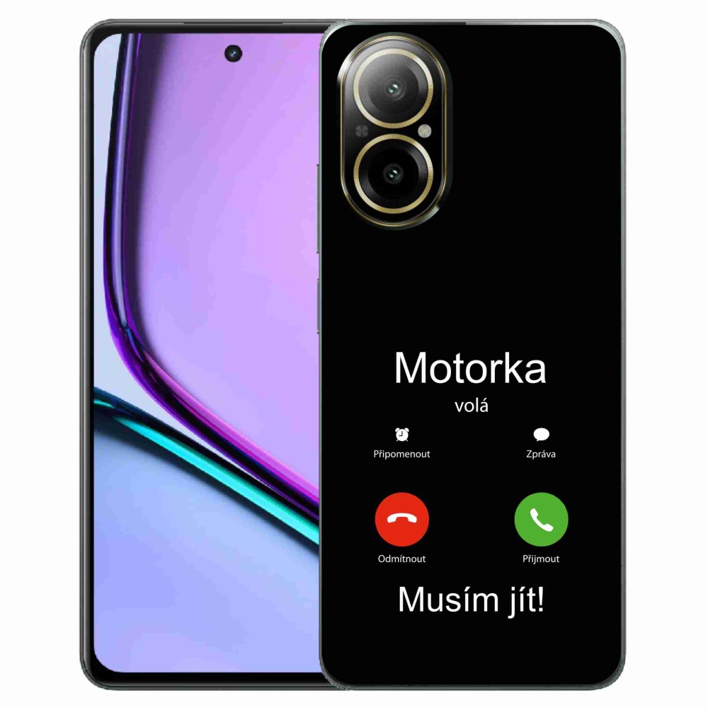 Gél borító mmCase a Realme C67 készülékhez - motoros hívás fekete háttérrel