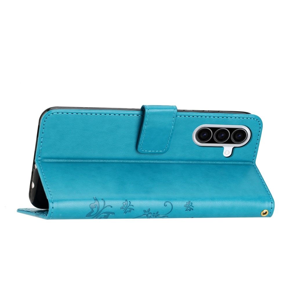 Virágok könyv tok Samsung Galaxy A36 5G - kék