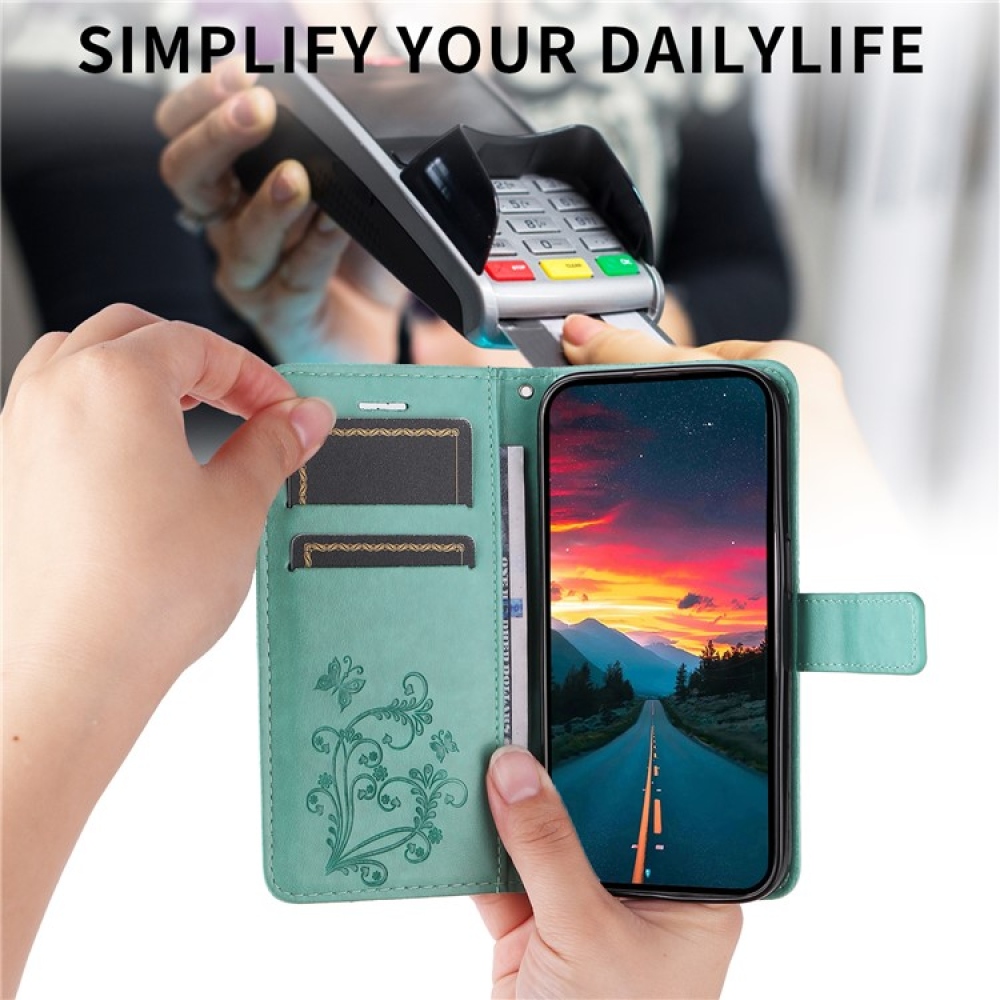 Nagy pillangó könyv tok a Vivo Y29s 5G-hez - teáskék színű