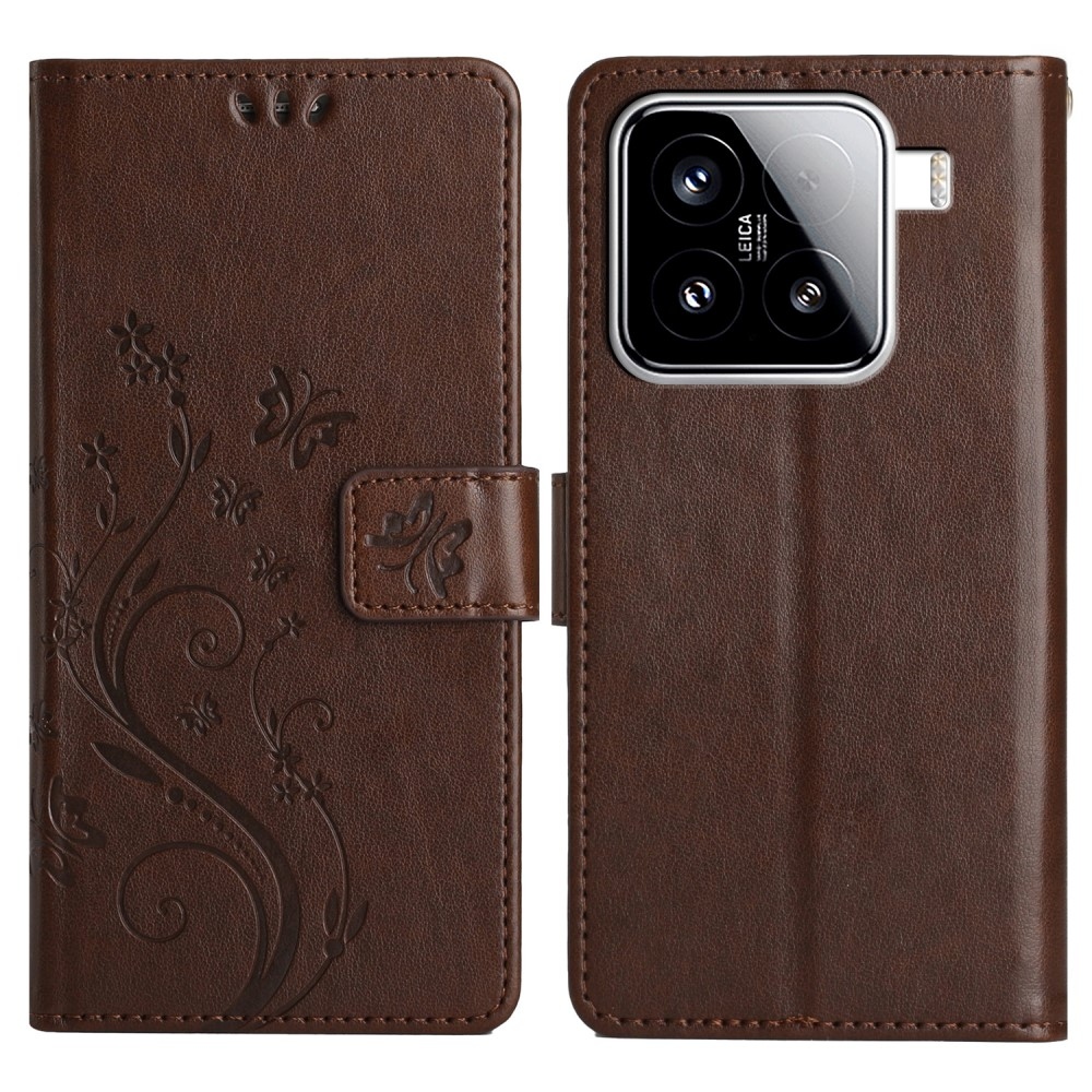 Virágok könyv tok Xiaomi 15 - barna
