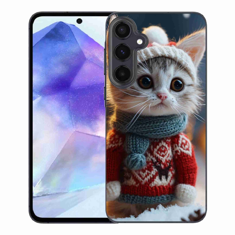 Zselés borítás mmCase Samsung Galaxy A55 5G - cica pulóverben