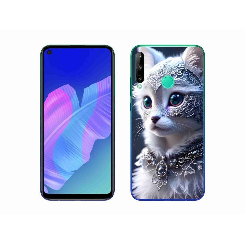 Zselés borítás mmCase a Huawei P40 Lite E készülékhez - fehér macska