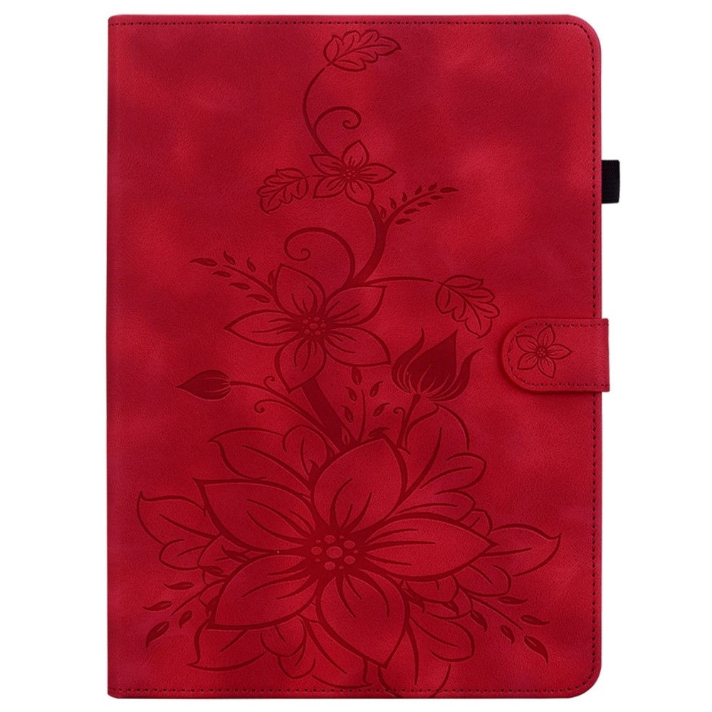 Virágok záró tok Lenovo Tab K11 Plus-hoz - piros