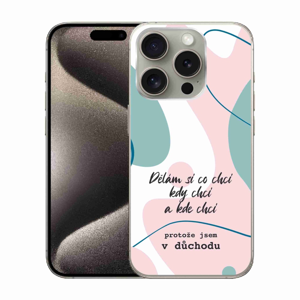 Gél borítás mmCase iPhone 15 Pro készülékhez - vicces szöveg 10 fehér háttér