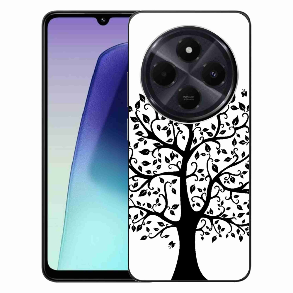 Gél borítás mmCase a Xiaomi Redmi 14C/Poco C75 számára - fekete és fehér fa