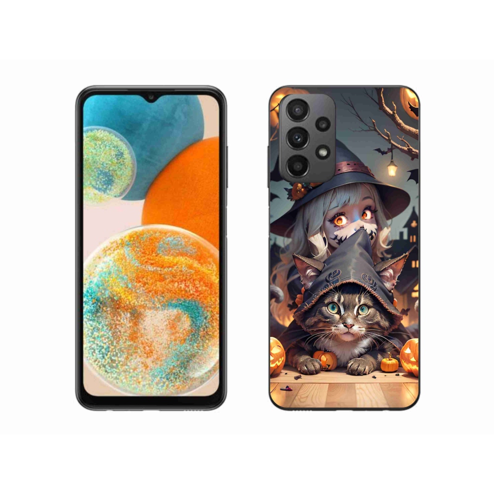 Gél borítás mmCase Samsung Galaxy A23 4G/5G készülékhez - boszorkány macskával