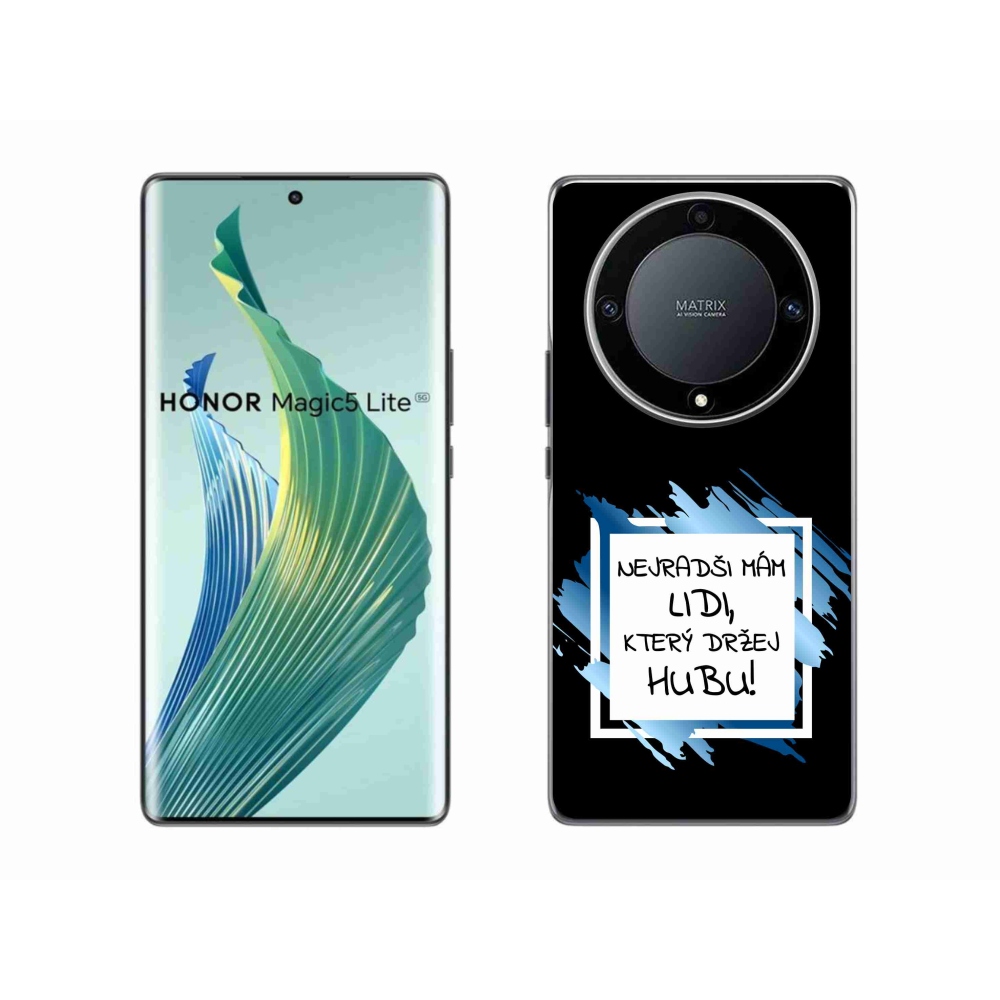 Gél borító mmCase a Honor Magic 5 Lite 5G számára - vicces szöveg 7 fehér és fekete háttérrel