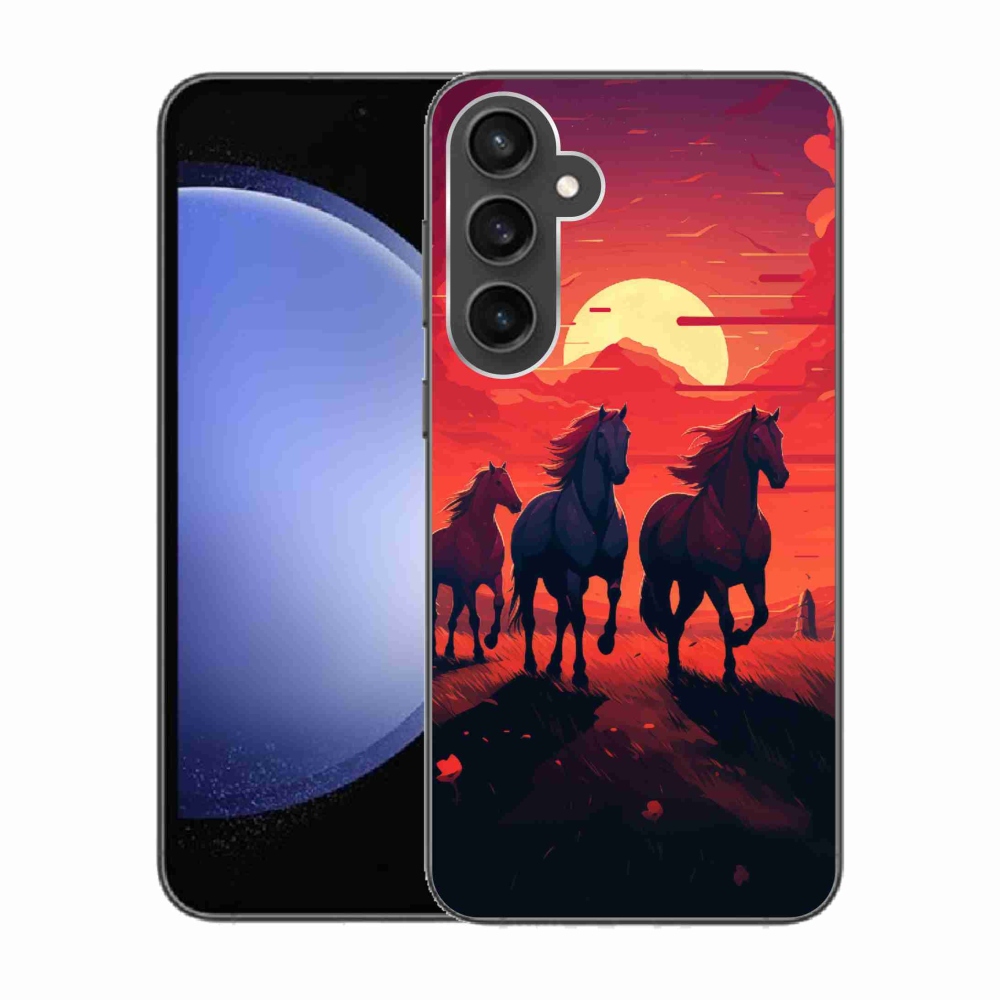 Gél borítás mmCase Samsung Galaxy S23 FE - lovak és naplemente