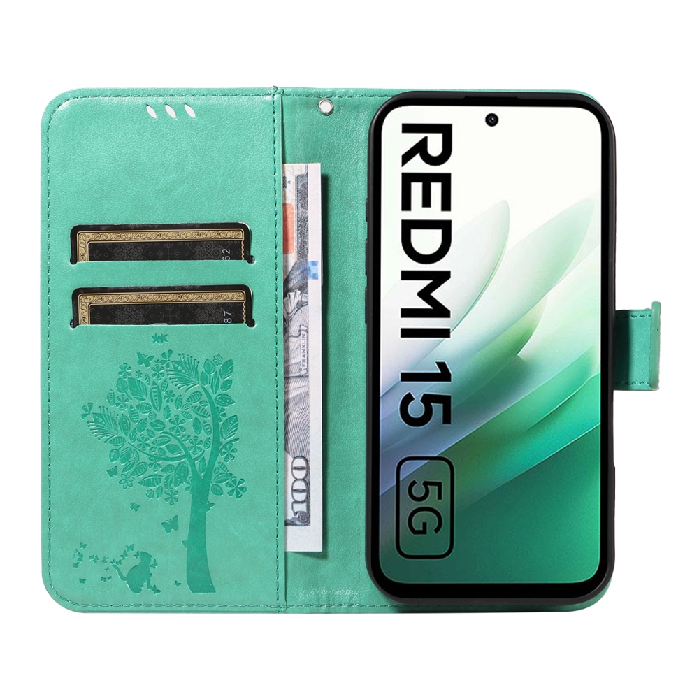 Fák könyve tok Xiaomi Redmi 15 4G (171mm) - teáskék színű