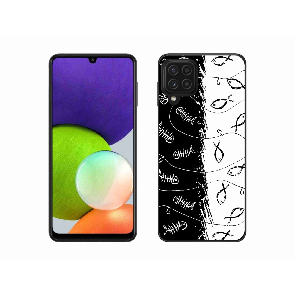 Gél borító mmCase Samsung Galaxy A22 4G - csontvázak és halak számára