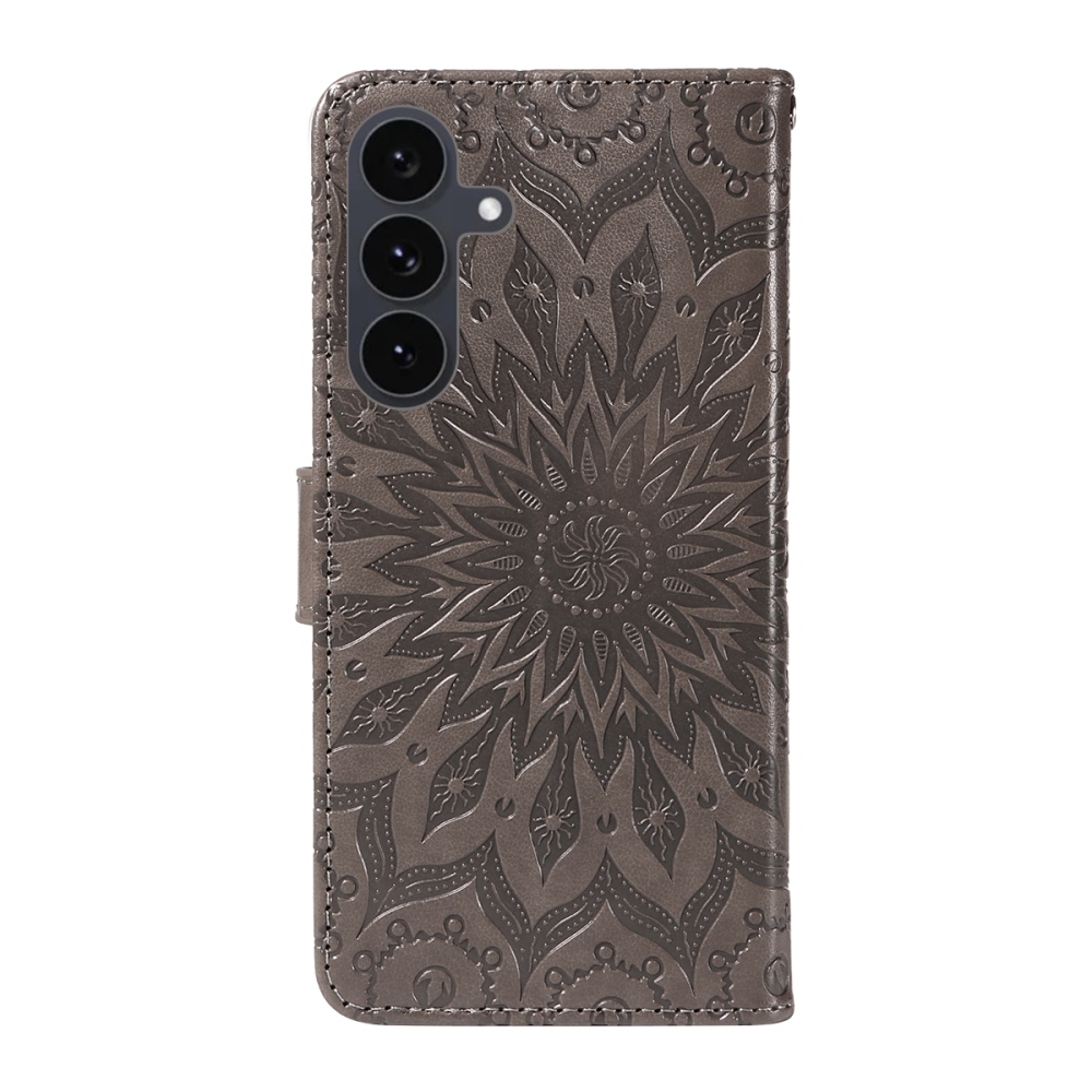 Napraforgó könyv tok Samsung Galaxy S25 FE készülékhez - szürke