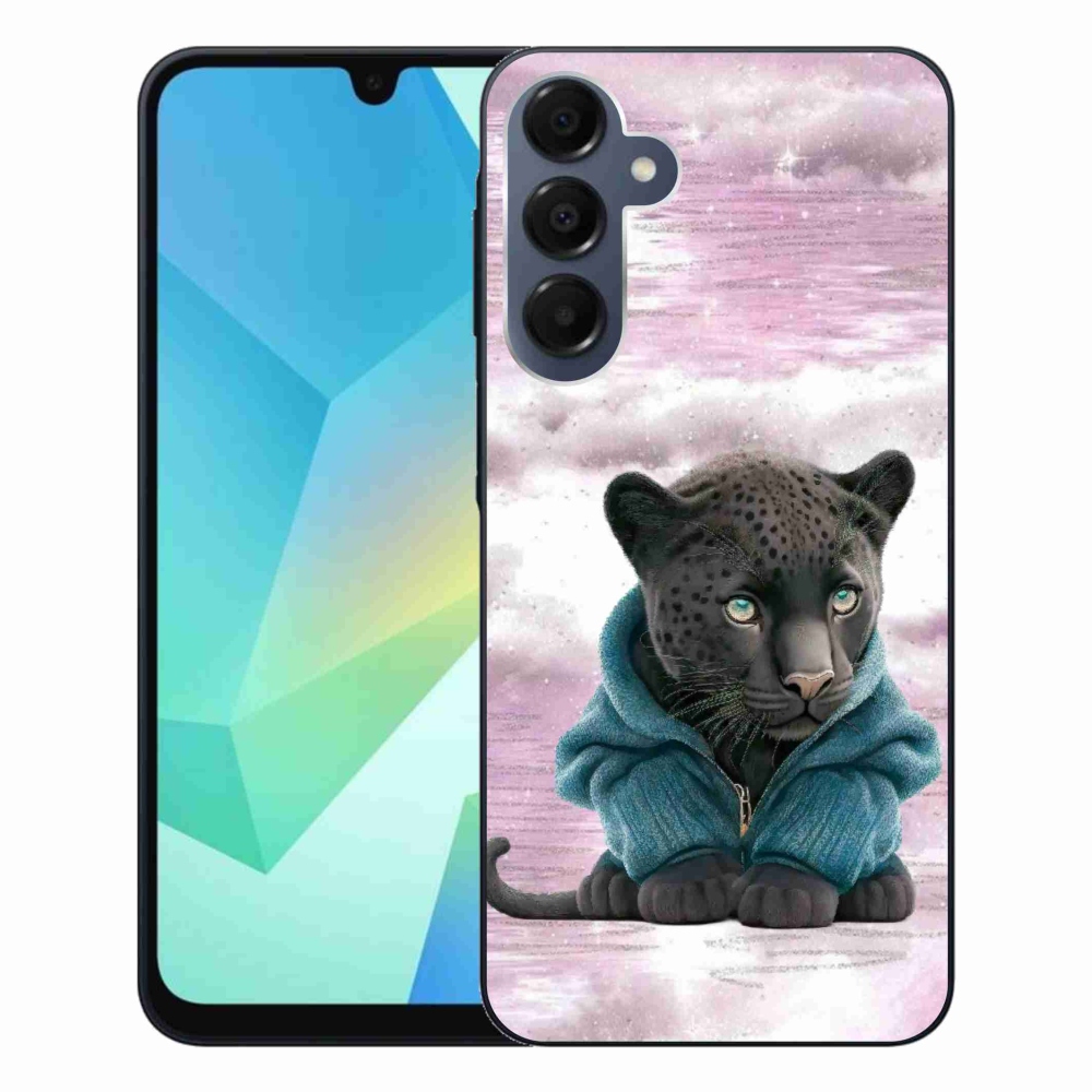 Zselés borítás mmCase Samsung Galaxy A16 4G/5G készülékhez - fekete párduc pulóverben