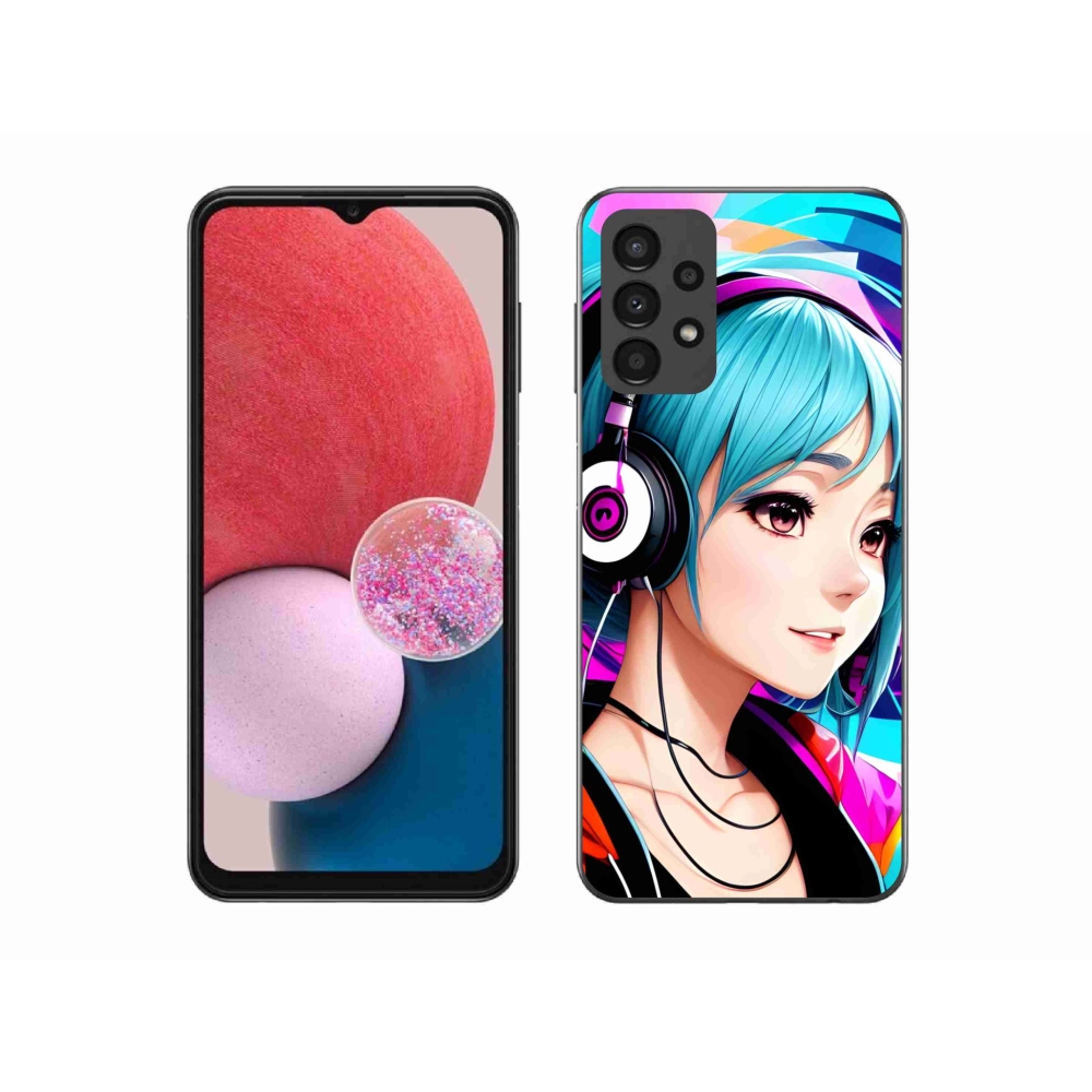 Gél borítás mmCase Samsung Galaxy A13 4G - lány fejhallgatóval