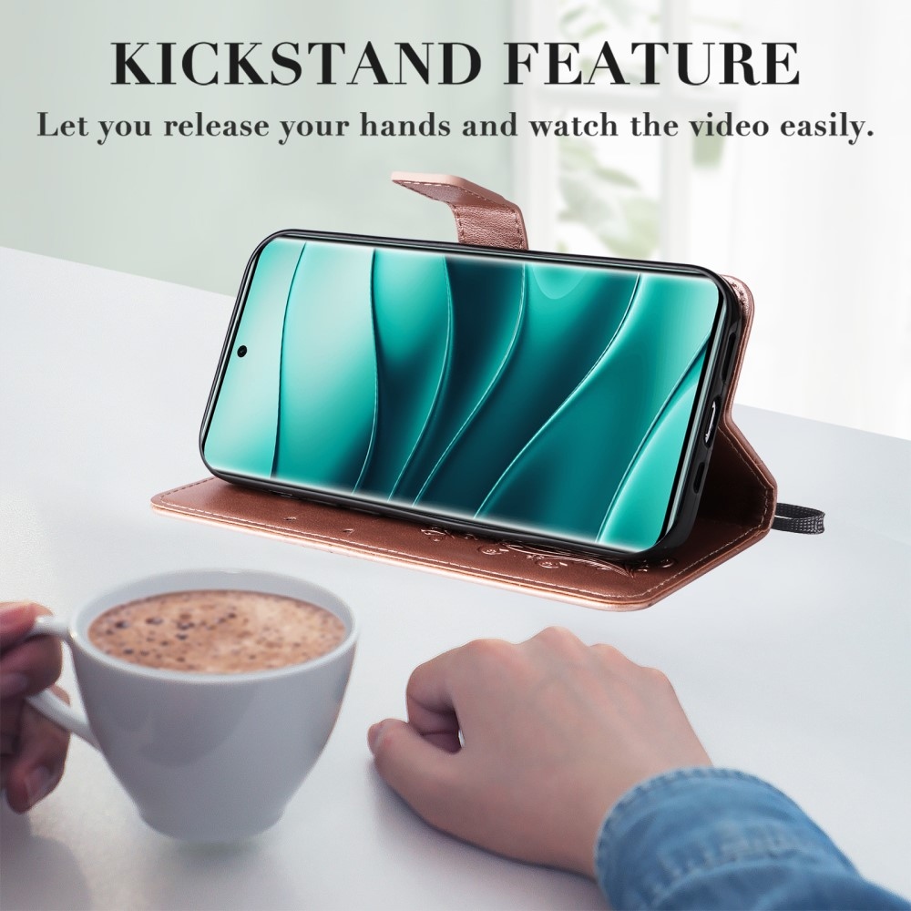 Nagy pillangó könyv tok Xiaomi Redmi Note 14 Pro 5G/Poco X7 5G/Note 14 Pro+ 5G - rózsa arany