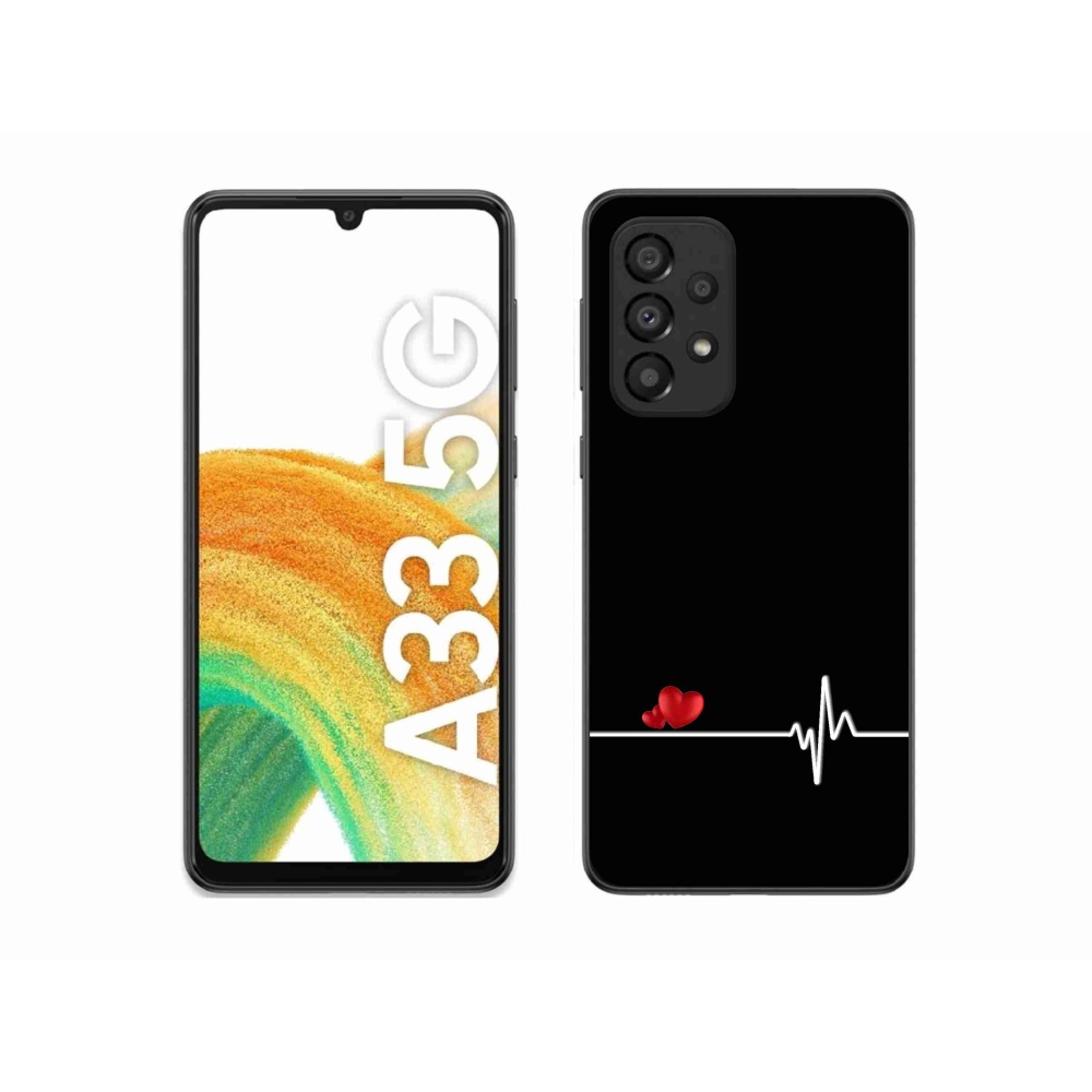 Gél borító mmCase Samsung Galaxy A33 5G - szív és szívverés fekete háttérrel