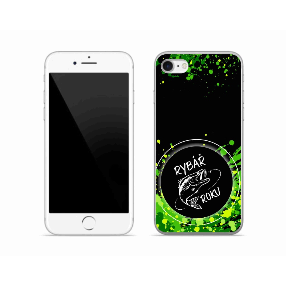 Zselés borítás mmCase iPhone SE (2022) - Az év horgásza fekete háttérrel