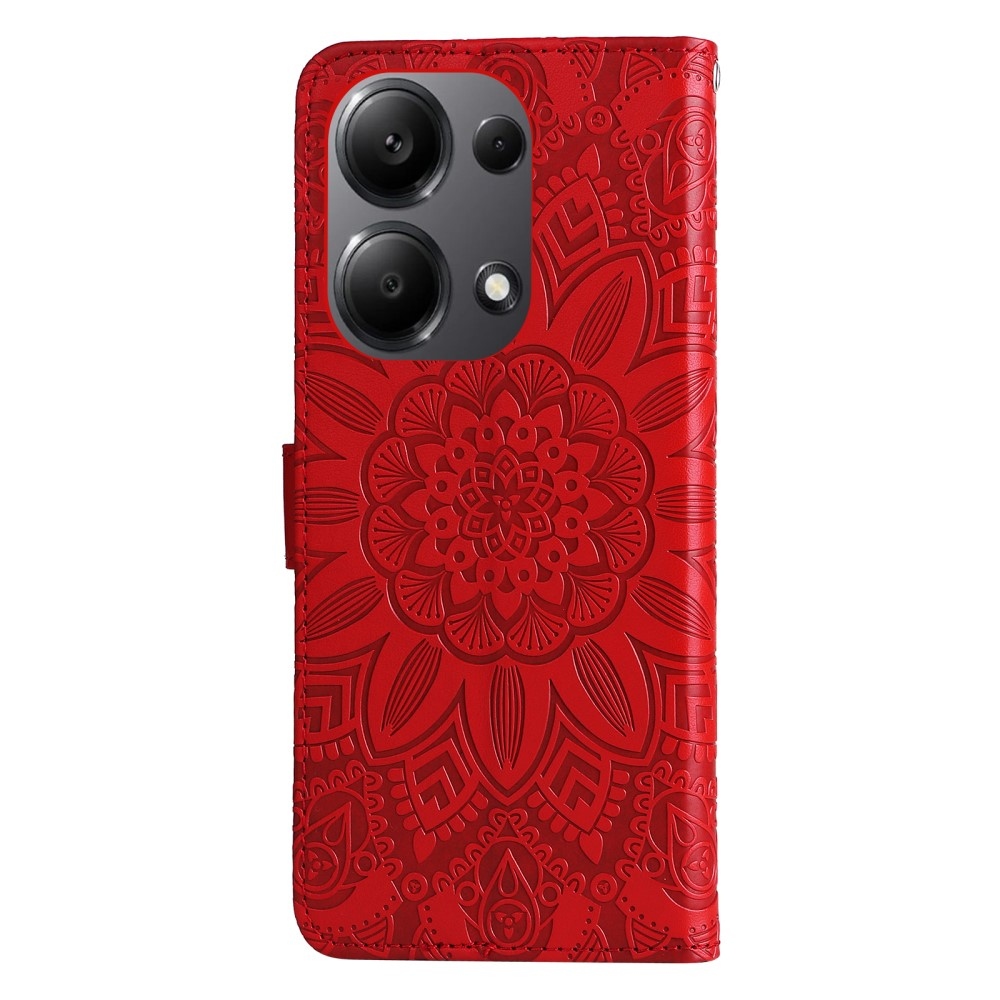 Napraforgó könyv tok Xiaomi Redmi Note 14S/Note 13 Pro 4G/Poco M6 Pro - piros