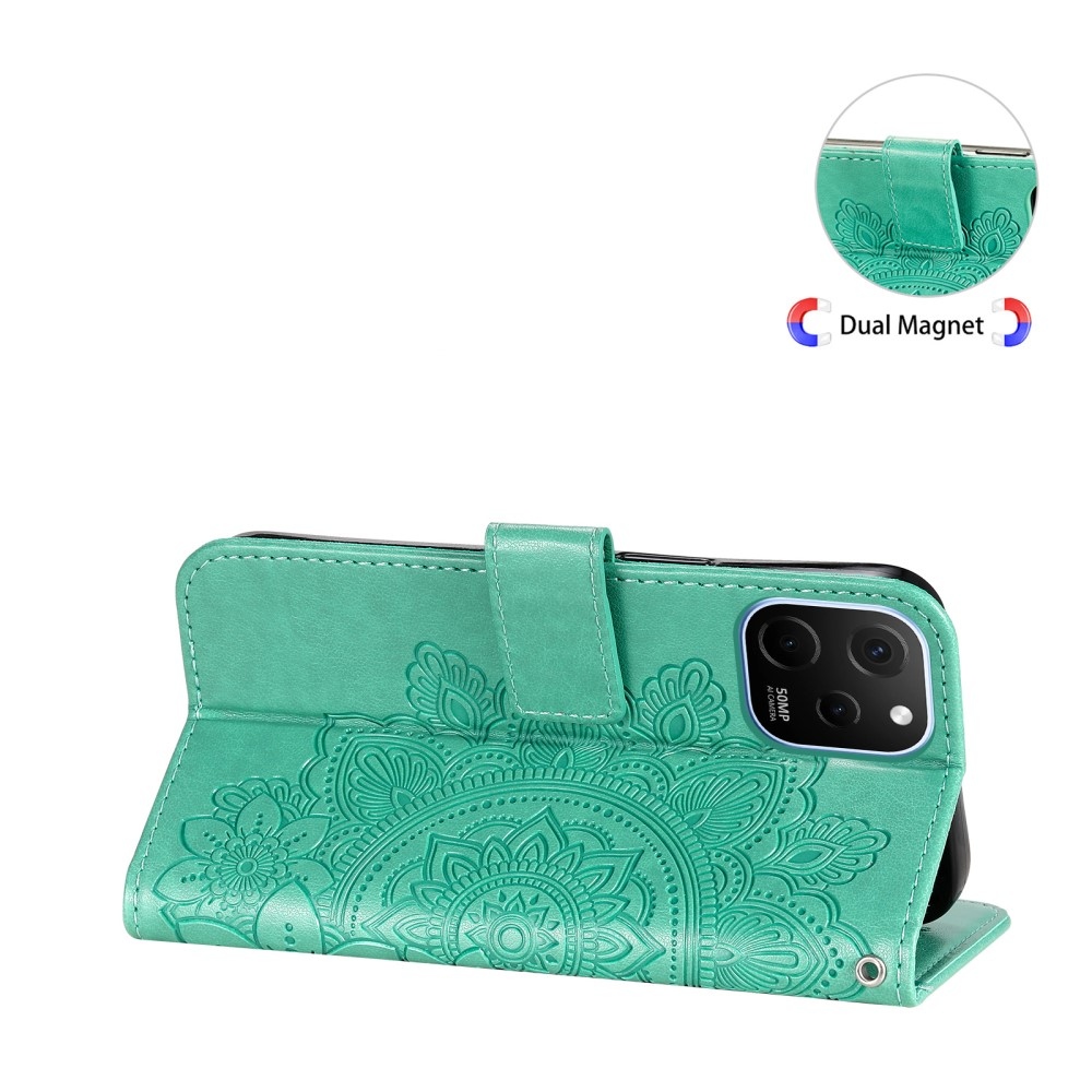 Mandala könyvtáska Huawei Nova Y61-hez - zöld