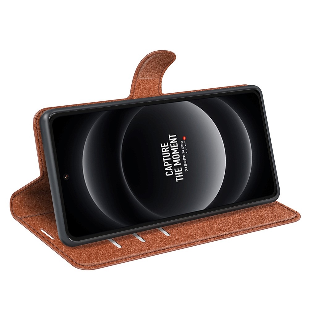 Litchi könyvtáska Xiaomi 14 Ultra - barna