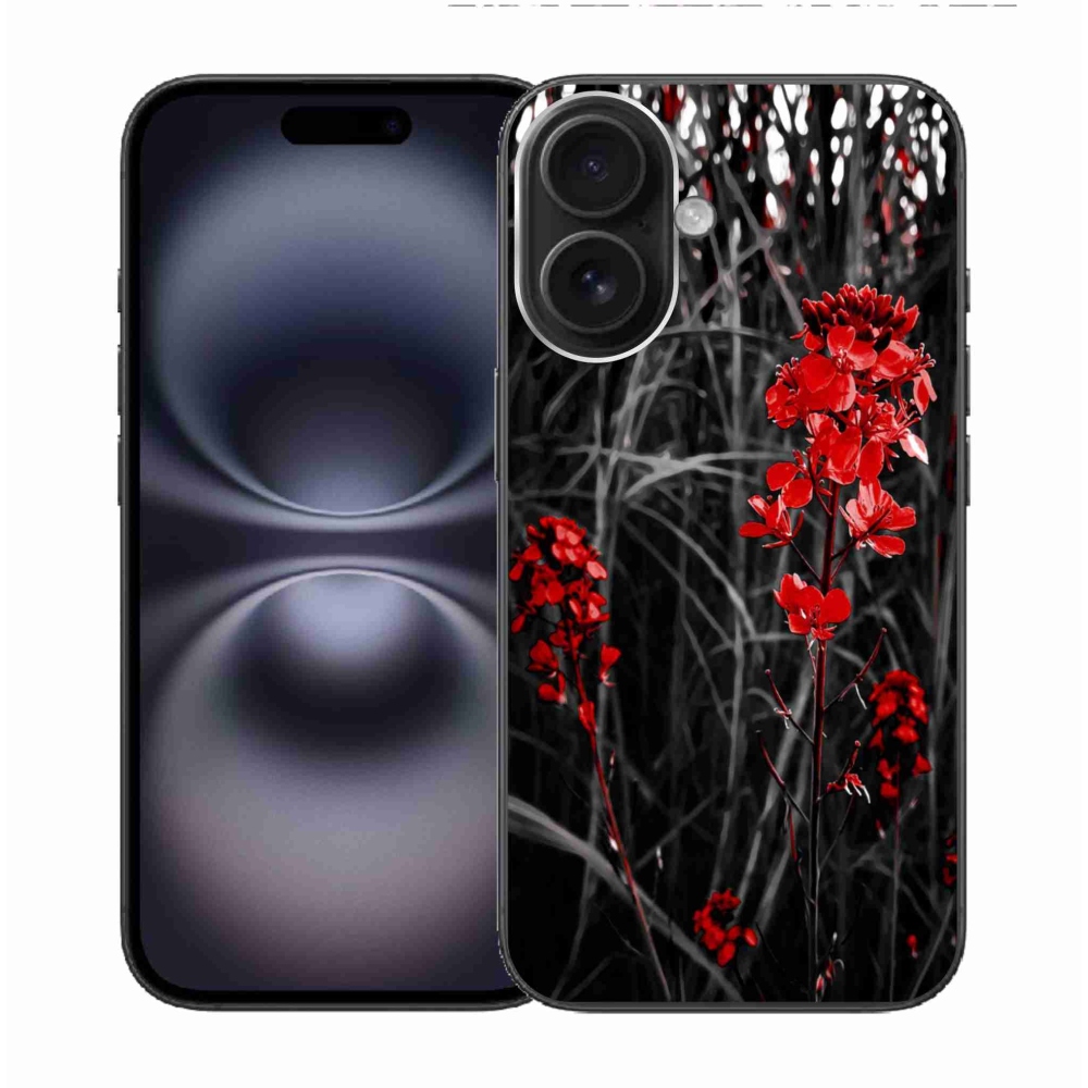 Zselés borítás mmCase iPhone 16 készülékhez - piros növény
