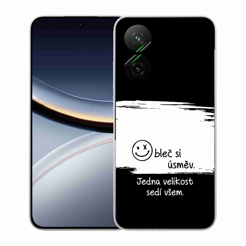 Gél borító mmCase a Xiaomi Poco F7 5G-hez - vicces szöveg 8 fekete és fehér háttérrel