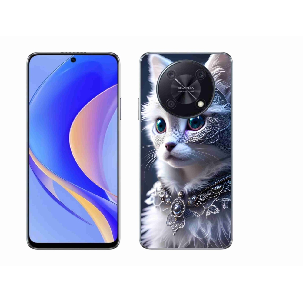 Gél borítás mmCase a Huawei Nova Y90 készülékhez - fehér macska