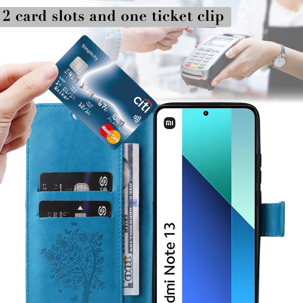 Fák könyv tok Xiaomi Redmi Note 13-hoz - kék