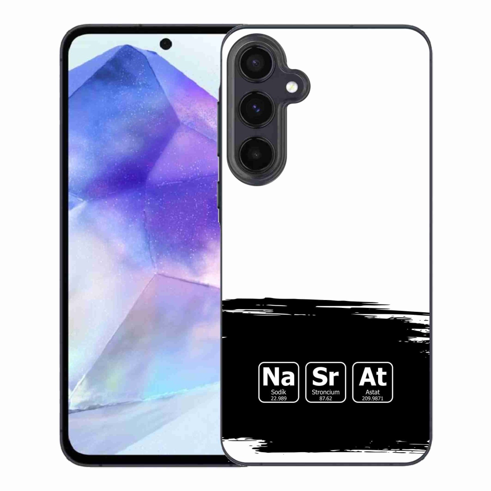 Gél borító mmCase Samsung Galaxy A55 5G - kémiai elemek fekete és fehér háttérrel