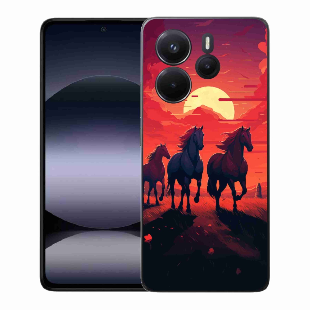 Gél borító mmCase a Xiaomi Redmi Note 14-hez - lovak és naplemente