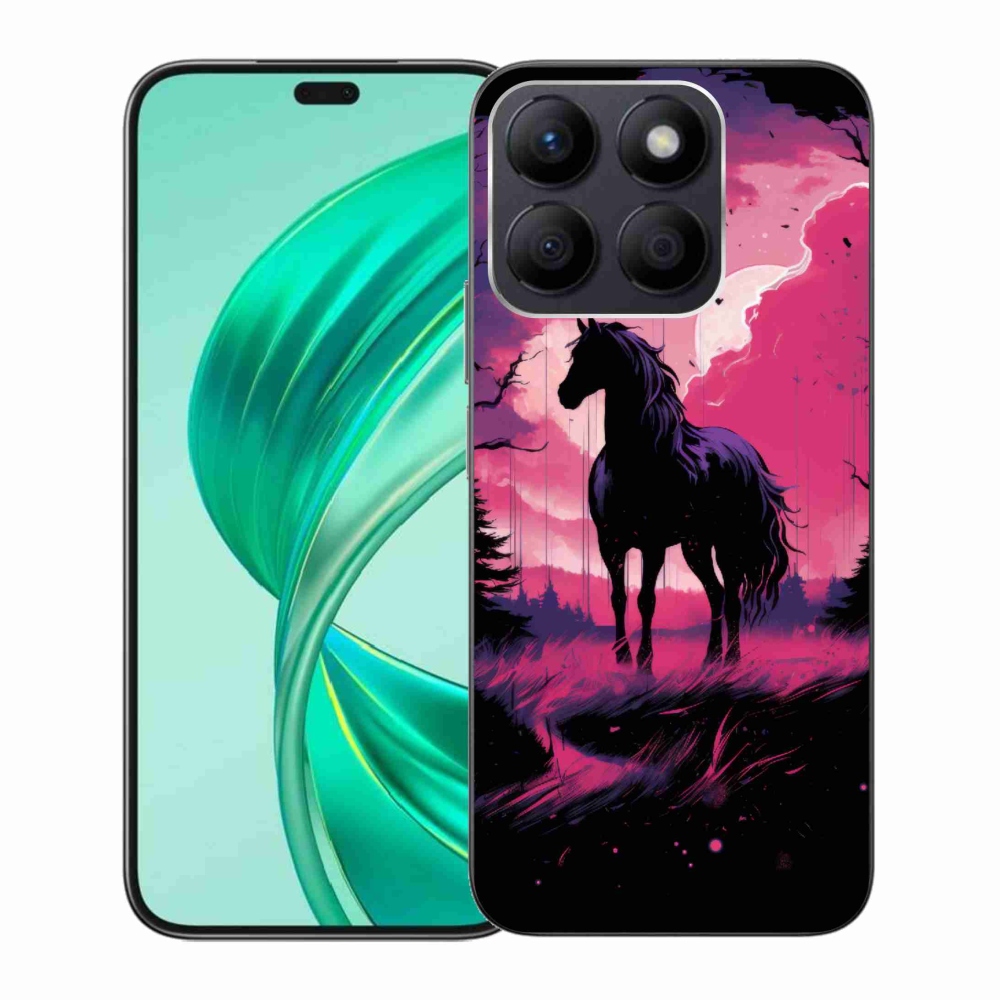 Zselés borítás mmCase a Honor X8b készülékhez - fekete rajzfilm ló 1