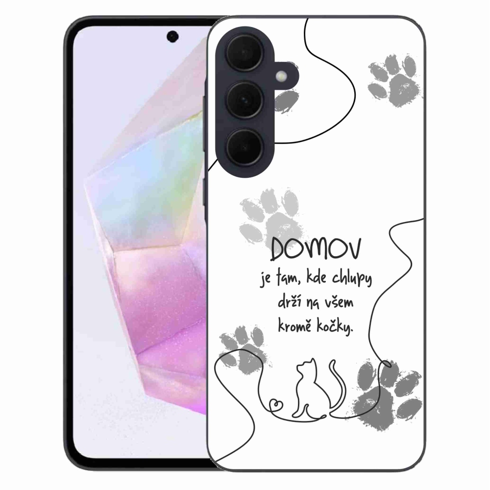 Gél borítás mmCase Samsung Galaxy A35 5G - macska motívum fehér háttérrel