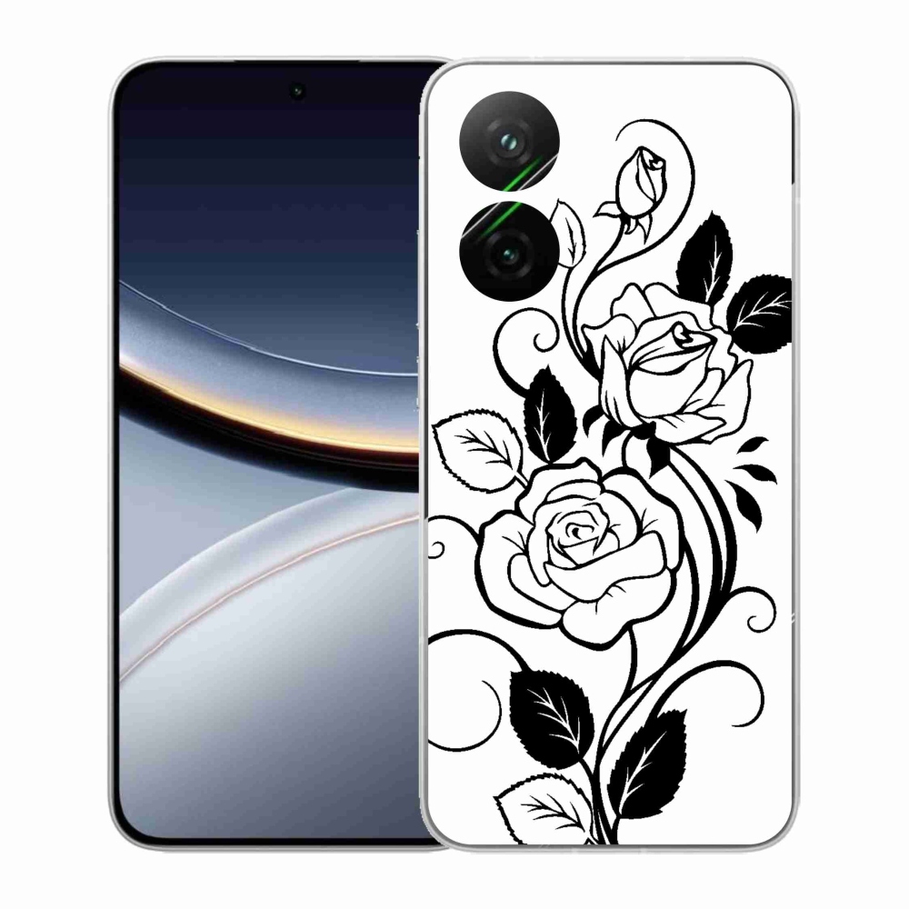 Gél borítás mmCase a Xiaomi Poco F7 5G számára - fekete és fehér rózsa