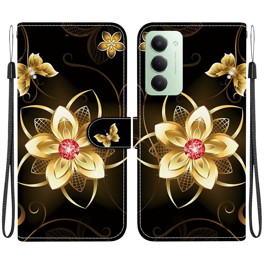 Sokoldalú könyvtáska Xiaomi Redmi 15 5G (169mm) - arany virág