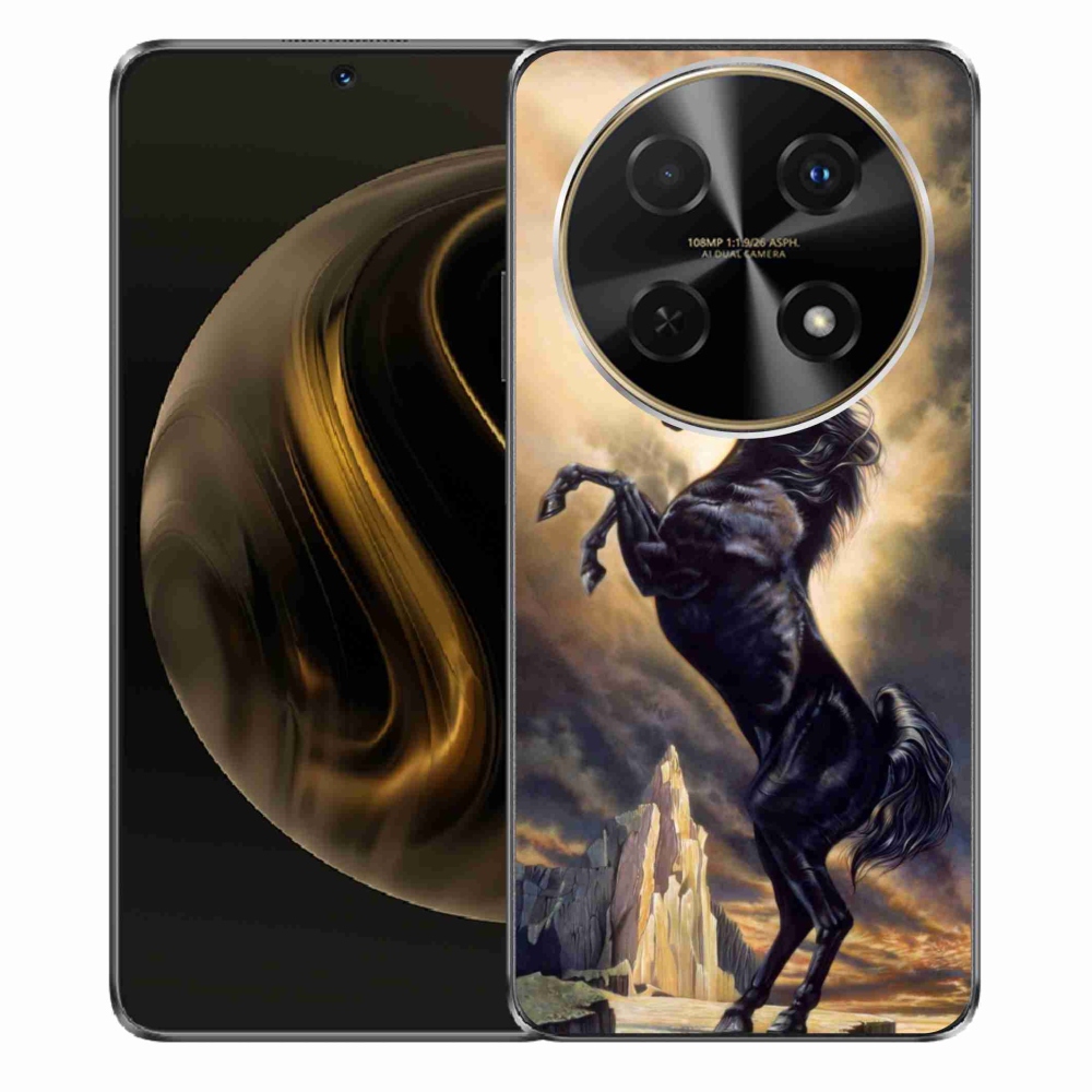 Gél borító mmCase a Huawei Nova 12i készülékhez - fekete rajzfilm ló