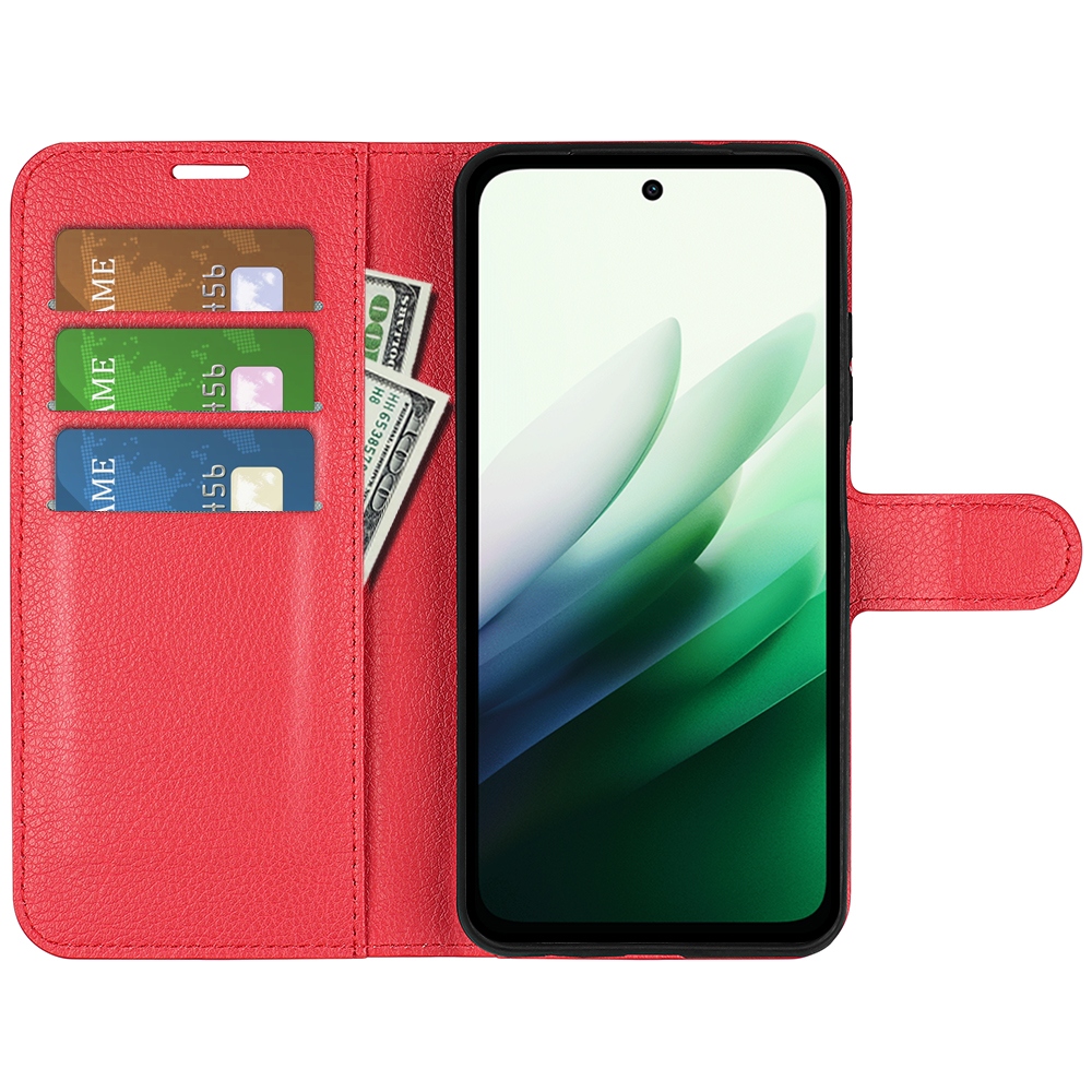 Litchi könyv tok Xiaomi Redmi 15 4G/5G (171mm) - piros