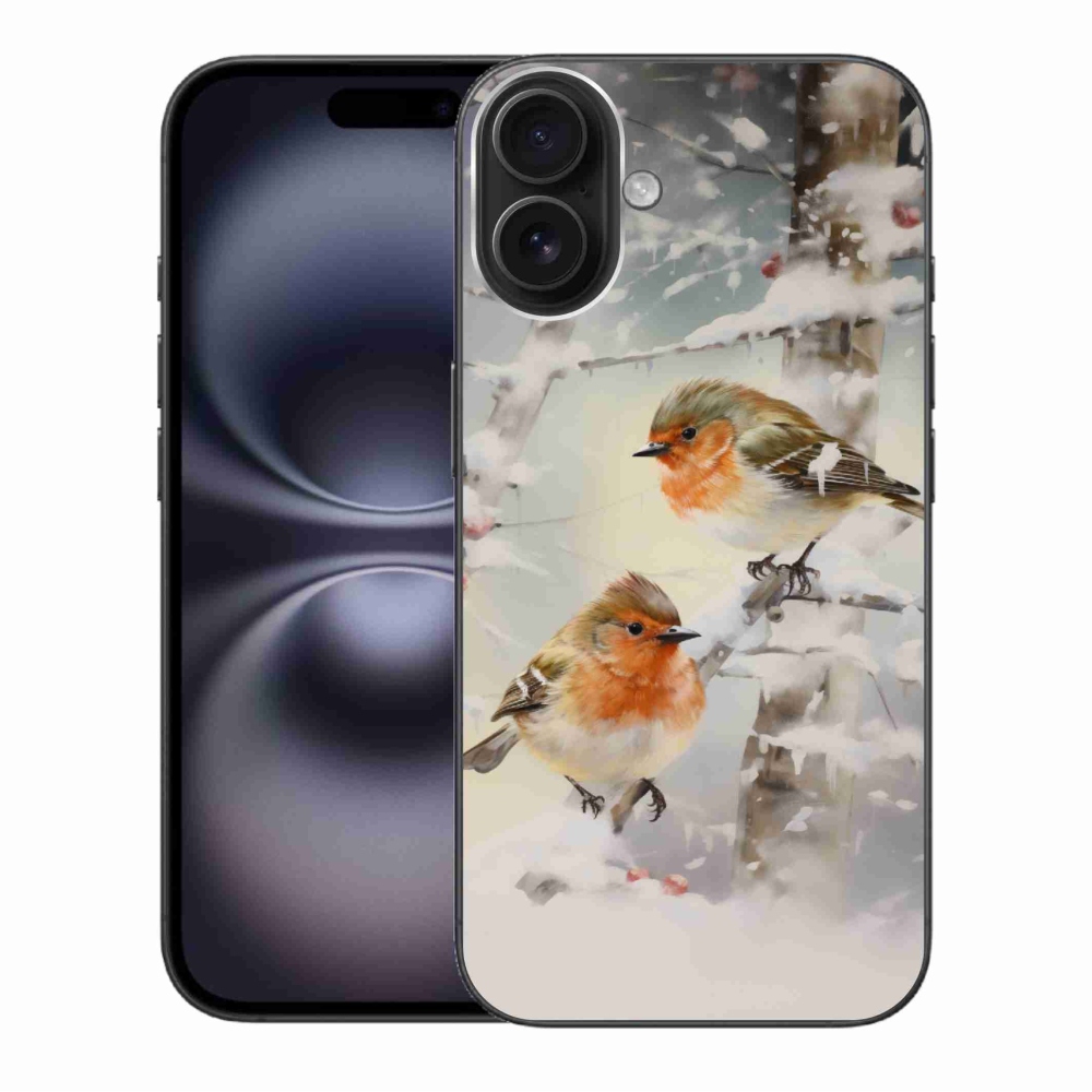 Gél borítás mmCase iPhone 16 Plus készülékhez - madarak télen