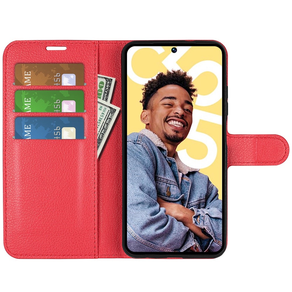 Litchi könyvtáska a Realme C55 készülékhez - piros