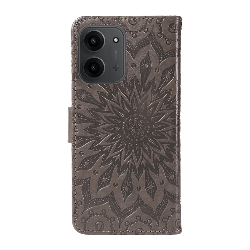 Napraforgó könyv tok a Xiaomi Redmi 15C 4G/5G (173mm) - szürke