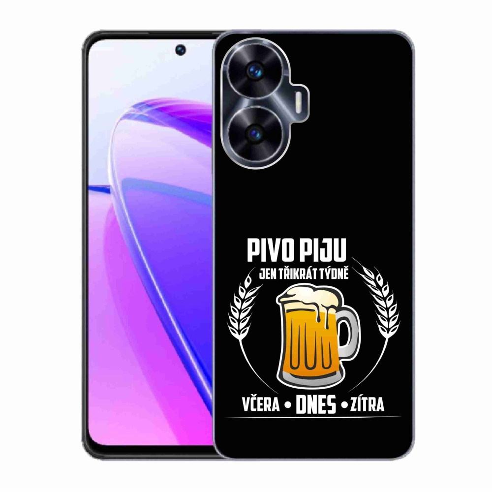 Gél borítás mmCase a Realme C55 készülékhez - sör motívum fekete háttérrel